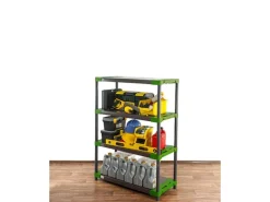 PROREGAL Kunststoffregal Grey Bear Low HxBxT 138 x 100 x 46 cm Fachlast 120 kg Grau/Grün