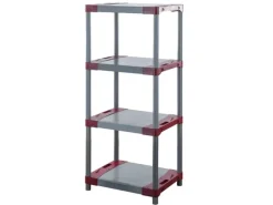 Discount PROREGAL Kunststoffregal Grey Bear Low HxBxT 138 x 60 x 46 cm Fachlast 120 kg Grau/Rot Grau-Rot