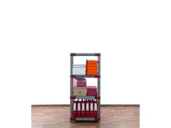 Discount PROREGAL Kunststoffregal Grey Bear Low HxBxT 138 x 60 x 46 cm Fachlast 120 kg Grau/Rot Grau-Rot