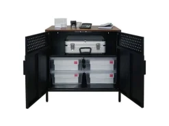 Clearance PROREGAL Mega Deal 5x Aktenschrank Lion Metall Mit Beinen Metallschrank Doppeltür 76x80x40Cm Kommode 2 Verstellbare Einlegeböden Vintagebraun/Schwarz