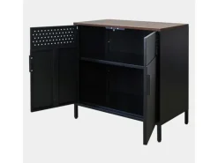 Clearance PROREGAL Mega Deal 5x Aktenschrank Lion Metall Mit Beinen Metallschrank Doppeltür 76x80x40Cm Kommode 2 Verstellbare Einlegeböden Vintagebraun/Schwarz