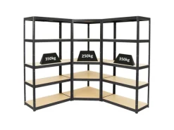 Outlet PROREGAL Mega Deal 1x Eckregal & 2x Schwerlastregal Slim Elephant S Fachlast 250 & 350 kg Schwarz