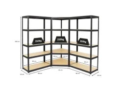 Outlet PROREGAL Mega Deal 1x Eckregal & 2x Schwerlastregal Slim Elephant S Fachlast 250 & 350 kg Schwarz