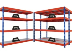 Sale PROREGAL Mega Deal 3x Profi Schwerlastregal Rhino HxBxT 180x200x60cm 4 Stahlplatten-Ebenen Fachlast 500kg Blau/Orange Blau-Orange