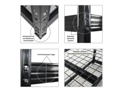 Sale PROREGAL Mega Deal 5x Profi Schwerlastregal Rhino HxBxT 180x200x60cm 4 Gitterrost-Ebenen Fachlast 500kg Schwarz