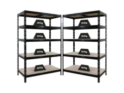 Best PROREGAL Mega Deal 2X Schwerlastregal Tiger HxBxT 180x120x60cm Fachlast 265kg Schwarz