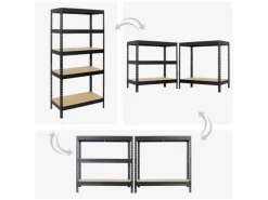 Online PROREGAL Mega Deal 2x Schwerlastregal Rivet HxBxT 180 x 90 x 45 cm Fachlast 250 kg Schwarz