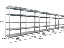 Outlet PROREGAL Mega Deal 5x Schwerlastregal Steel Eagle HxBxT 180x120x60cm Fachlast 130kg Verzinkt