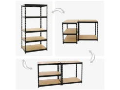 Discount PROREGAL Mega Deal 5x Schwerlastregal Tiger HxBxT 180 x 90 x 60 cm Fachlast 265 kg 5-Ebenen Schwarz