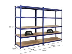 Best PROREGAL Mega Deal 2x Schwerlastregal Taurus HxBxT 180 x 120 x 60 cm Fachlast 175 kg Blau