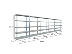 PROREGAL Mega Deal 5x Schwerlastregal Steel Eagle HxBxT 180x120x40 cm Fachlast 130kg Verzinkt