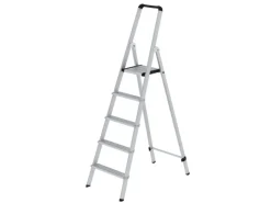 New PROREGAL ML Stufen-Stehleiter Einseitig Begehbar Eloxiert 5 Stufen Aluminium