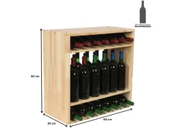 PROREGAL Modulares Weinregal Vincellar Mod HxBxT 60 x 60 x 30 cm Standflaschen Modul Für 32 Flaschen Massives Kiefernholz Natur