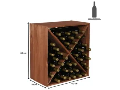 Discount PROREGAL Modulares Weinregal Vincellar Mod HxBxT 60 x 60 x 30 cm Kreuz Modul Für 40 Flaschen Massives Kiefernholz Geölt Braun