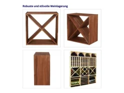 Discount PROREGAL Modulares Weinregal Vincellar Mod HxBxT 60 x 60 x 30 cm Kreuz Modul Für 40 Flaschen Massives Kiefernholz Geölt Braun