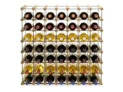 PROREGAL Modulares Weinregal Vinotega Mod Metal HxBxT 72,5 x 72,5 x 24,5 cm 7 x 7 Flaschen Massives Kiefernholz Natur