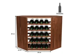 Clearance PROREGAL Modulares Weinregal Vincellar Mod HxBxT 60 x 30 x 30 cm Eckmodul Für 18 Flaschen Massives Kiefernholz Geölt Braun