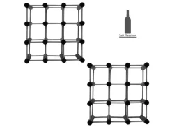 Outlet PROREGAL Modulares Weinregal Vinotega Mod HxBxT 36 x 36 x 24 cm 2 x 9 Flaschen Massives Kiefernholz Grau Geölt Kiefer Grau