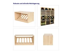 PROREGAL Modulares Weinregal Vincellar Mod HxBxT 30 x 60 x 30 cm Schräg Modul Für 6 Flaschen Massives Kiefernholz Natur