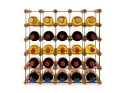 Outlet PROREGAL Modulares Weinregal Vinotega Mod Metal HxBxT 52,5 x 52,5 x 24,5 cm 5 x 5 Flaschen Massives Kiefernholz Geölt Braun