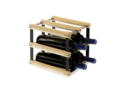 PROREGAL Modulares Weinregal Vinotega Mod Metal HxBxT 22,5 x 22,5 x 24,5 cm 2 x 2 Flaschen Massives Kiefernholz Natur