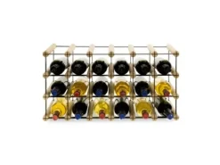 PROREGAL Modulares Weinregal Vinotega Mod Metal HxBxT 32,5 x 62,5 x 24,5 cm 6 x 3 Flaschen Massives Kiefernholz Natur Kiefer Natur