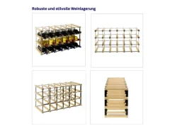 PROREGAL Modulares Weinregal Vinotega Mod Metal HxBxT 32,5 x 62,5 x 24,5 cm 6 x 3 Flaschen Massives Kiefernholz Natur Kiefer Natur