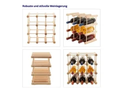 PROREGAL Modulares Weinregal Vinotega Mod HxBxT 36 x 36 x 24 cm 5 x 9 Flaschen Massives Kiefernholz Grau Geölt