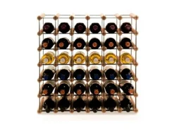 Clearance PROREGAL Modulares Weinregal Vinotega Mod Metal HxBxT 62,5 x 62,5 x 24,5 cm 6 x 6 Flaschen Massives Kiefernholz Geölt Braun