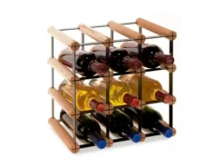 Outlet PROREGAL Modulares Weinregal Vinotega Mod Metal HxBxT 32,5 x 32,5 x 24,5 cm 3 x 3 Flaschen Massives Kiefernholz Geölt Braun