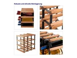 Outlet PROREGAL Modulares Weinregal Vinotega Mod Metal HxBxT 32,5 x 32,5 x 24,5 cm 3 x 3 Flaschen Massives Kiefernholz Geölt Braun