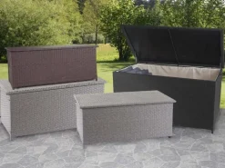 Sale PROREGAL Poly-Rattan Kissenbox HxBxT 51x100x50cm Premium 170L Gartentruhe Auflagenbox Truhe Braun