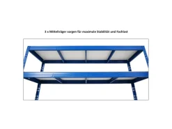 Best PROREGAL Profi Schwerlastregal Rhino HxBxT 180 x 200 x 60 cm 5 Spanplatten-Ebenen 8mm Fachlast 500 kg Blau