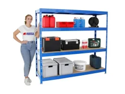 Online PROREGAL Profi Schwerlastregal Rhino HxBxT 180 x 200 x 60 cm 4 Spanplatten-Ebenen 8mm Fachlast 500 kg Blau