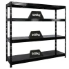 PROREGAL Profi Schwerlastregal Rhino HxBxT 180x200x60cm 4 Stahlplatten-Ebenen Fachlast 500kg Schwarz Stecksystem Lagerregal Regalsystem