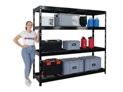 New PROREGAL Profi Schwerlastregal Rhino HxBxT 180x200x60cm 4 Gitterrost-Ebenen Fachlast 500kg Schwarz Stecksystem Lagerregal Regalsystem