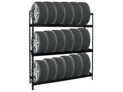 Best PROREGAL Reifenregal Tiger XL HxBxT 200 x 180 x 45 cm bis zu 21 Reifen auf 3 Ebenen Schwarz