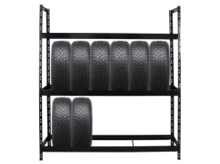 Best PROREGAL Reifenregal Tiger XL HxBxT 200 x 180 x 45 cm bis zu 21 Reifen auf 3 Ebenen Schwarz