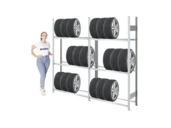 PROREGAL Reifenregal Tire Pro Made In Germany HxBxT 200 x 200 x 43 cm 3 Ebenen 150 kg Fachlast Bis Zu 10 Reifen Pro Ebene Verzinkt