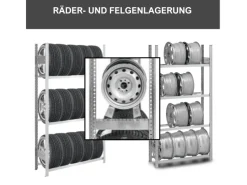 PROREGAL Reifenregal Tire Pro Made In Germany HxBxT 200 x 200 x 43 cm 3 Ebenen 150 kg Fachlast Bis Zu 10 Reifen Pro Ebene Verzinkt