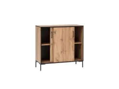 Hot PROREGAL Schiebetürenschrank Panda HxBxT 96 x 100 x 41 cm 2 Fächern & 2 Schiebetüren Eiche