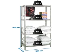 Best PROREGAL Schraubregal Panda Mid HxBxT 150 x 100 x 30 cm Fachlast 100 kg Grau