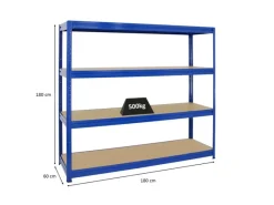 PROREGAL Schwerlastregal Dino HxBxT 180 x 180 x 60 cm Fachlast 500 kg