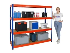 PROREGAL Schwerlastregal Dino HxBxT 180 x 200 x 60 cm Fachlast 500 kg Blau/Orange