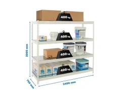 PROREGAL Schwerlastregal Metal Beast Four HxBxT 200 x 240 x 75 cm Fachlast 400 kg Weiß