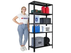 PROREGAL Schwerlastregal Ares HxBxT 180x90x40cm 5 Stahlplatten-Ebenen Fachlast 125 kg Schwarz