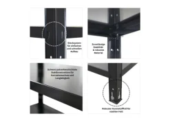 PROREGAL Schwerlastregal Ares HxBxT 180x90x40cm 5 Stahlplatten-Ebenen Fachlast 125 kg Schwarz