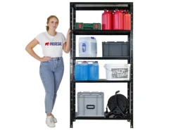 PROREGAL Schwerlastregal Ares HxBxT 180x90x40cm 5 Stahlplatten-Ebenen Fachlast 125 kg Schwarz