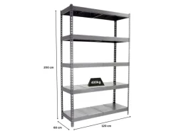 Sale PROREGAL Schwerlastregal Metal Yeti Five HxBxT 200 x 120 x 60 cm Fachlast 400 kg Grau