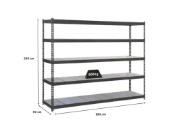 Discount PROREGAL Schwerlastregal Metal Beast Five HxBxT 200 x 150 x 90 cm Fachlast 600 kg Anthrazit